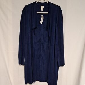 Chico's Navy Blue Faux Suede Topper